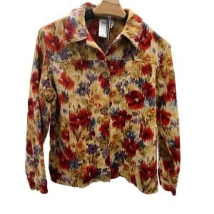 Coldwater Creek floral button up shirt/jacket. Size M pit to pit 21 length 22.5